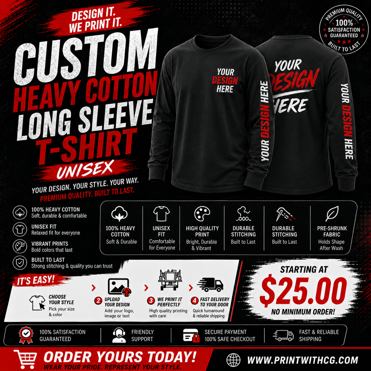 Custom Heavy Cotton Long Sleeve T-Shirt - Unisex Main image