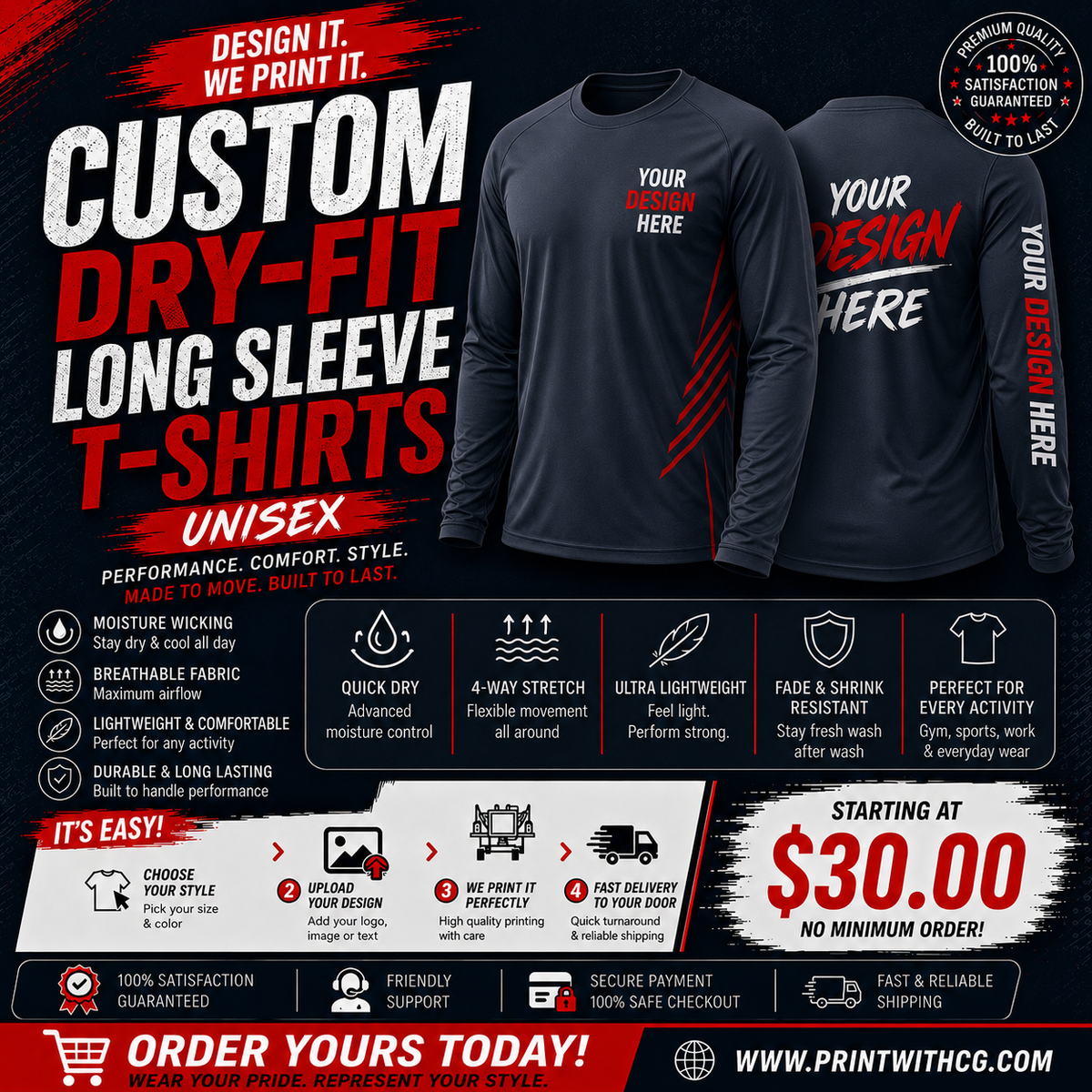 Custom Dry-Fit long sleeve T-Shirts