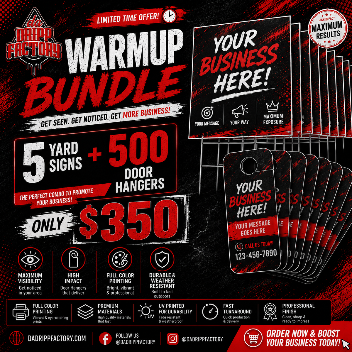 Warmup Bundle | 5 Yard Signs + 500 Door Hangers Main image