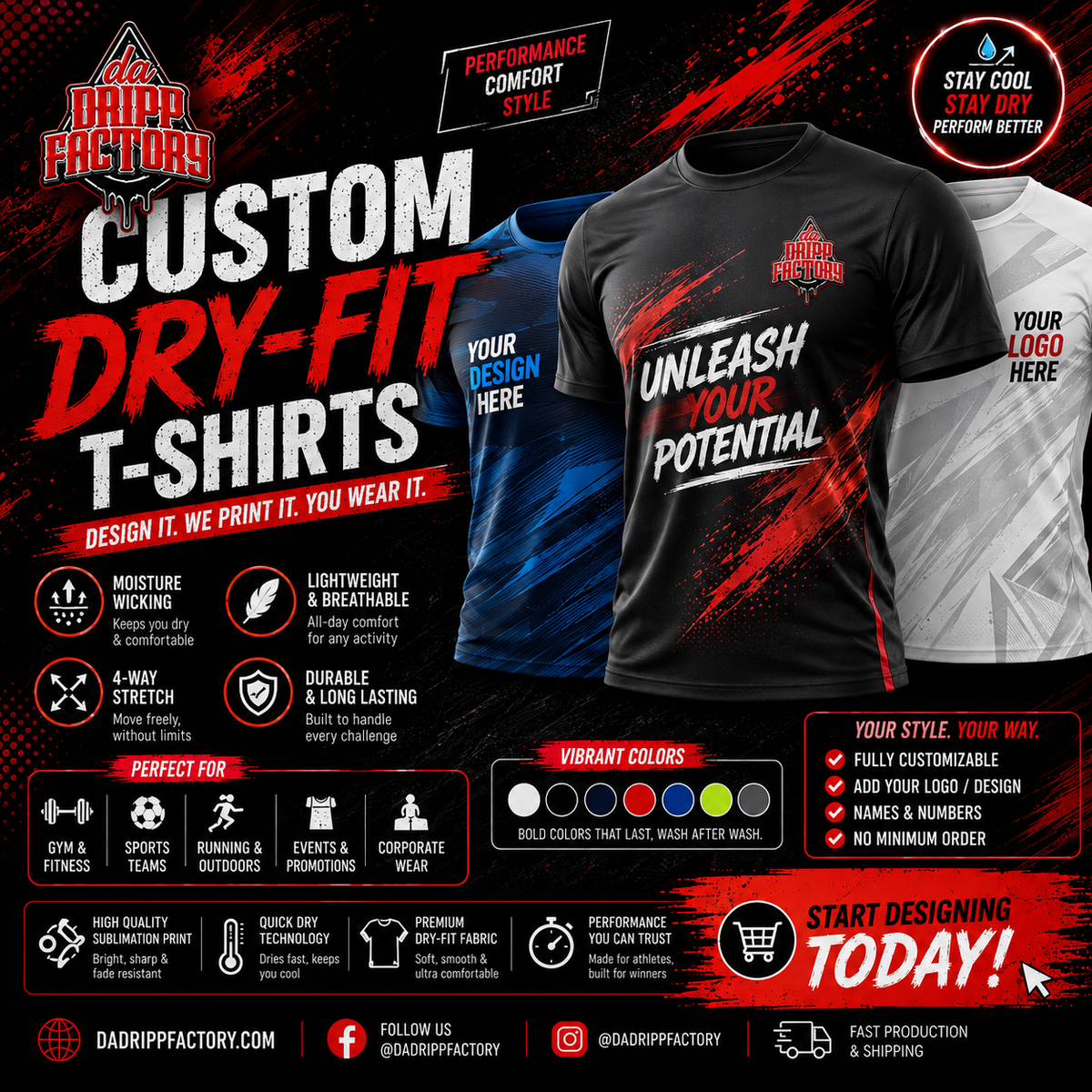 Custom Dry-Fit T-Shirts