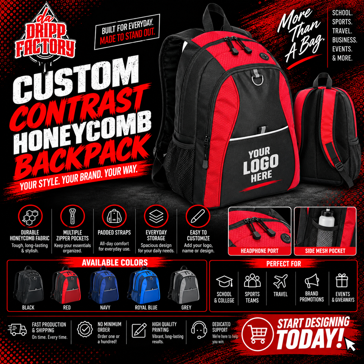 CUSTOM CONTRAST HONEYCOMB BACKPACK