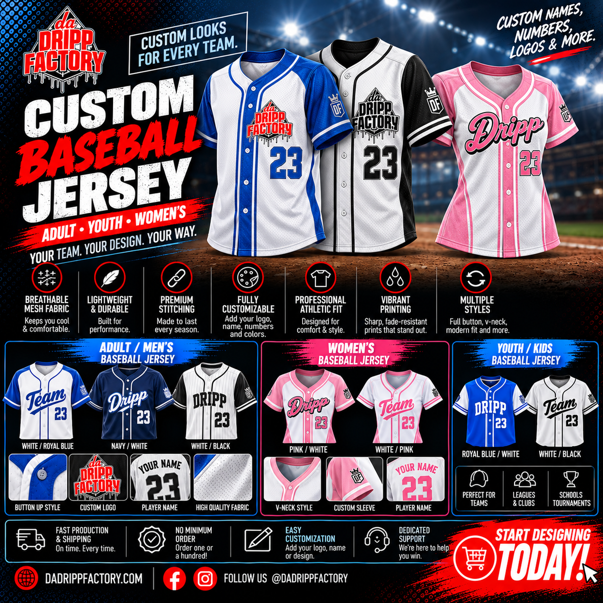 Game Day Classic Baseball Jersey Main image