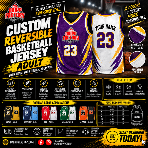 Adult reversible basketball jersey